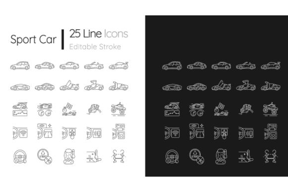 Auto Racing Linear Icons Bundle for Modern Web Design