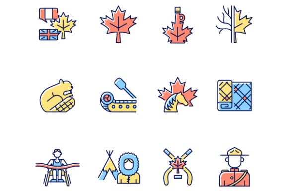 Canadian Symbols Color Icons Bundle for Digital Sellers