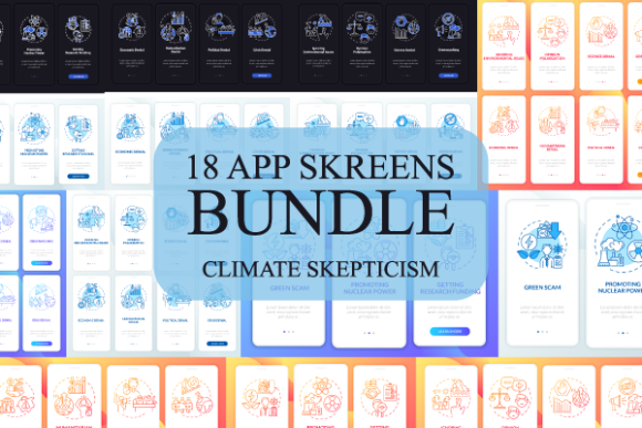 Climate Skepticism App Screens Bundle Graphics