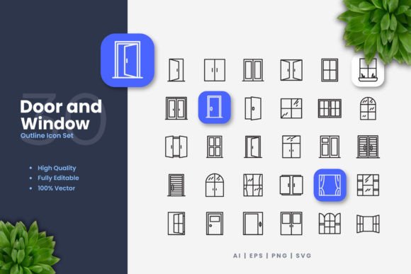 Door and Window Icons for Modern Branding