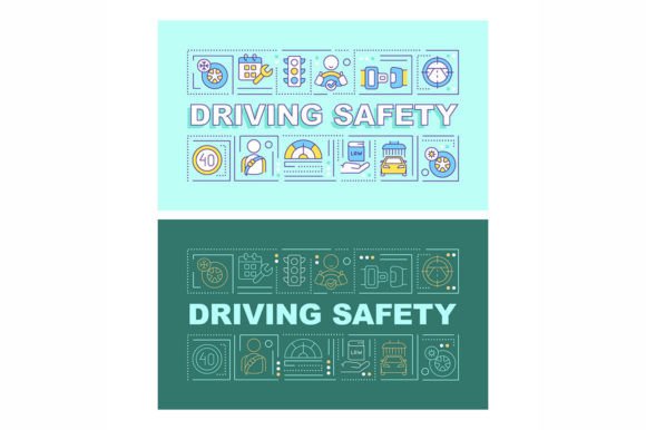Driving Safety Word Concepts Banner Set