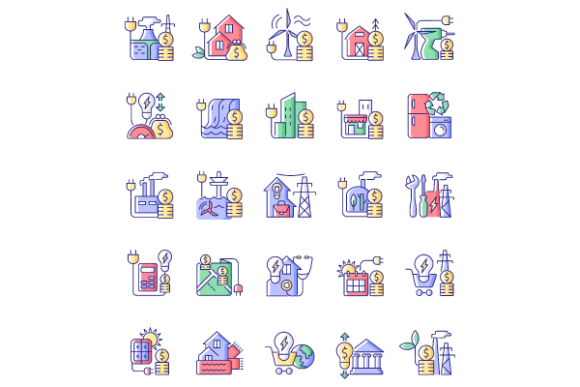 Energy Purchase Color Icons Bundle for Modern Web Design