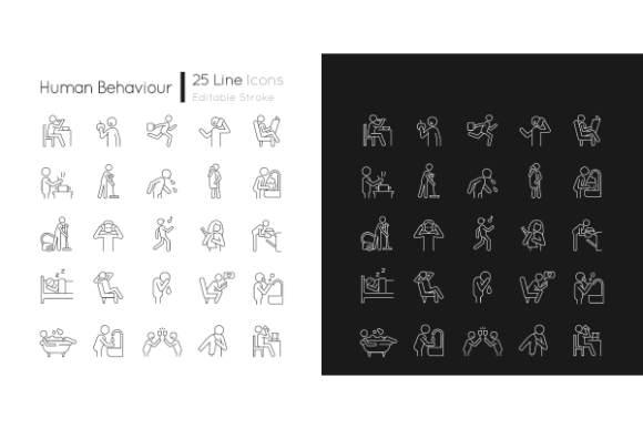 Human Behaviour Linear Icons for Modern Branding