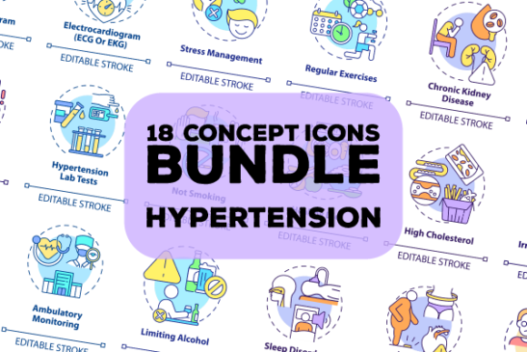 Hypertension Concept Icons Bundle Graphics for Crafting