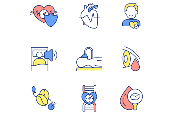 Keep Heart Healthy Color Icons Bundle for Modern Design