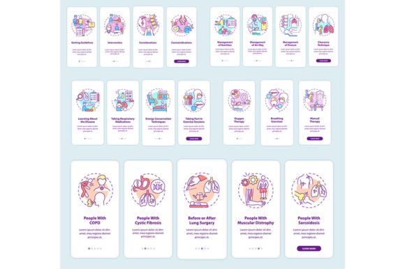 Lungs Diseases Recovery Mobile App Set