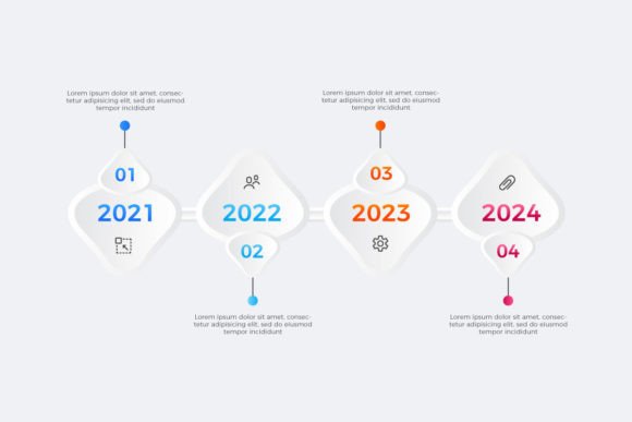 Modern Timeline Four Steps Infographics Graphics