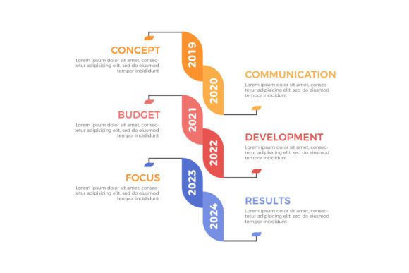 Modern Timeline Six Steps Infographics Graphics Freebies