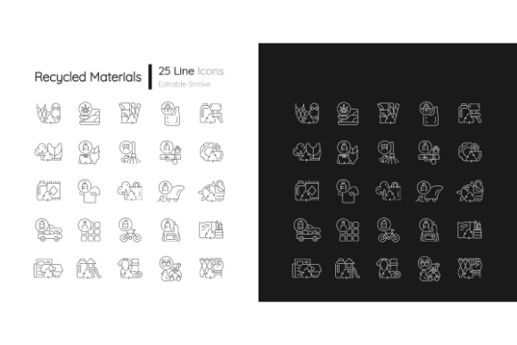 Recycled Materials Linear Icons Graphics
