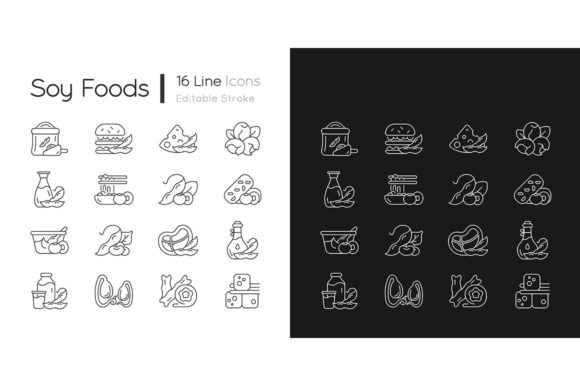 Soy Foods Linear Icons for Modern Design