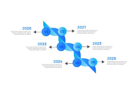 Timeline Six Steps Infographics