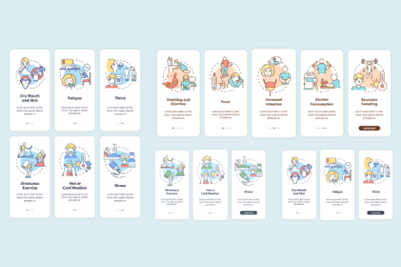 Water Consumption App Screen Graphics for Digital Sellers